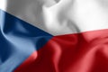 3D rendering illustration closeup flag of Czech Republic. Waving