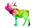 3d rendering illustration of a deer composed out of colorful blurred lights on a white background