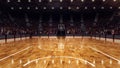 3D rendering illustration. Empty basketball field, court, arena, stadium with crowdy of people stages. Fans on tribunes Royalty Free Stock Photo