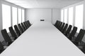 3D Rendering : illustration of empty modern big and long conference room with furniture.big windows. Royalty Free Stock Photo