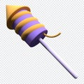 3D rendering illustration of a firework rocket. Colorful rocket firework. Single firework. Cartoon creative design icon isolated. Royalty Free Stock Photo