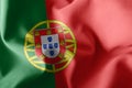 3D rendering illustration flag of Portugal. Waving on the wind f Royalty Free Stock Photo