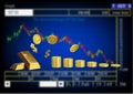 3d rendering illustration of gold bar and coins dollar with blurred financial chart background concept stock market finance Royalty Free Stock Photo