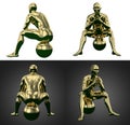 3d rendering illustration of gold human collection