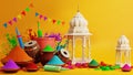 3d rendering illustration for holi festival of colors colorful gulaal Royalty Free Stock Photo