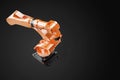 3D rendering - illustration of Industrial welding robots in robotic production line manufacturer factory - top view