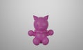 3D render, isolated pink bear on white background