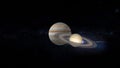 Great conjunction of jupiter and saturn 3d illustration