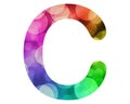 3d rendering illustration of the letter C made out of colorful blurred lights on a white backgrou