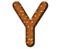 3d rendering illustration of the letter Y made out of an ice cream chocolate glaze and nuts