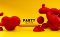 3d rendering illustration of party loading bar and abstract liquid shapes. Cartoon style with bright bold colors.