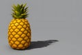 3d rendering illustration of the raw pineapple with green leaves and skin