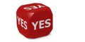 3D rendering illustration of red dice with yes word isolated on a white background Royalty Free Stock Photo
