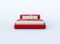 3d rendering illustration of red modern bed on white background view straight Royalty Free Stock Photo