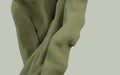 3d rendering illustration of soft cloth earthy green material on flat background. Horizontal format wallpaper