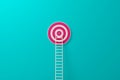 Longest white ladder and aiming high to goal target with copy space Royalty Free Stock Photo