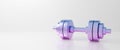 3D rendering illustration for steel barbell object, fitness ball, gym sport exercise equipment. Beautiful pastel pink purple