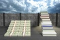 3D Rendering : illustration of success by knowledge concept.ladder to success a business or life by knowledge.Abstract cloudy sky