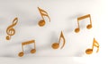 3D rendering illustration of yellow music notes on a white background Royalty Free Stock Photo