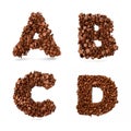 3d rendering illustrations of the letters A B C D made of chocolate coated beans Royalty Free Stock Photo