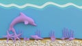 3d rendering, 3d illustrator, of Dolphins are swimming in the sea With coral and starfish