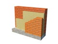 3d rendering image of insulated house wall.