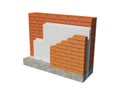 3d rendering image of insulated house wall.