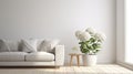 Minimalist White Sofa With Flower Pot: Tranquil Gardenscapes And Dreamy Atmospheres