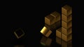 3D rendering of an impossible triangle of gold cubes on a black surface. Abstract image for background, screen saver. One cube is Royalty Free Stock Photo