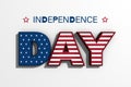 3D rendering Independence Day text on white background