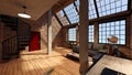 3D Rendering Industrial Loft