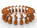 3D rendering - industrial robotic arms circular array Royalty Free Stock Photo