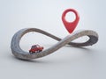 3D rendering of infinity symbol road in adventure route or insurance concept.