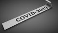 3D rendering of the inscription informing about the danger of coronavirus covid-2019. An inscription on the tape that is not fully
