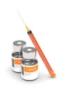 3d rendering of insulin vials and syringe isolated over white Royalty Free Stock Photo