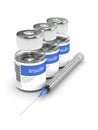 3d rendering of insulin vials and syringe isolated over white Royalty Free Stock Photo