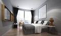 The interiors design idea of luxury apartment bedroom and grey wall background Royalty Free Stock Photo