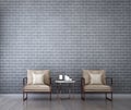 The interiors design idea of luxury lounge chair and brick wall background Royalty Free Stock Photo