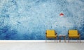 The loft lounge chairs and living room interior design and blue wall pattern background Royalty Free Stock Photo