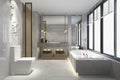 3d rendering luxury modern design bathroom and toilet