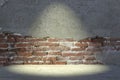 3d rendering of interior with  , Old brick wall with peeling plaster, grunge background . Copyspace for artwork Royalty Free Stock Photo