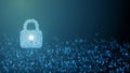 3D Rendering of Internet security concept. Digital pad lock created by computer circuit board on abstract binary data background Royalty Free Stock Photo