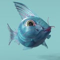 3d-illustration of an isolated colorful alien fantasy fish creature Royalty Free Stock Photo