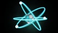 isolated glowing blue atom molecule Royalty Free Stock Photo