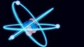 isolated glowing blue atom molecule Royalty Free Stock Photo