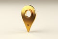 3D rendering Isolated gold location pin with textured background
