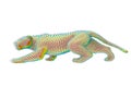 3D rendering - isolated prowling multicolored leopard