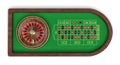 3d rendering of an isolated rounded roulette table covered with green felt and black and red grid.