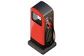 3d rendering isometric view of a red vintage gasoline pump isolated on white background with clipping paths.