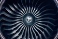 3D Rendering jet engine, close-up view jet engine blades. Blue tint. Royalty Free Stock Photo